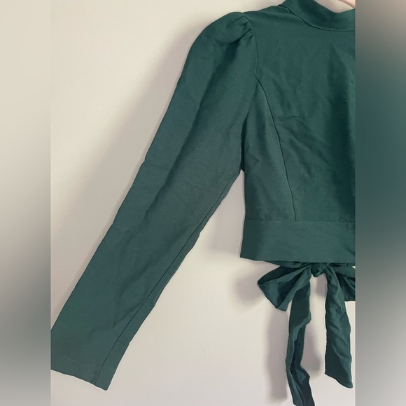 Anthropologie Maeve Open-Back Bow Blouse in Teal Green - Picture 6 of 16